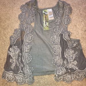 Lace embroidered vest
